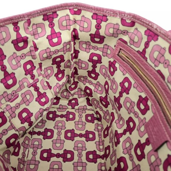 GUCCI Logo GG Pattern Shoulder Tote Bag Canvas Leather Brown Pink Italy - Picture 2 of 16
